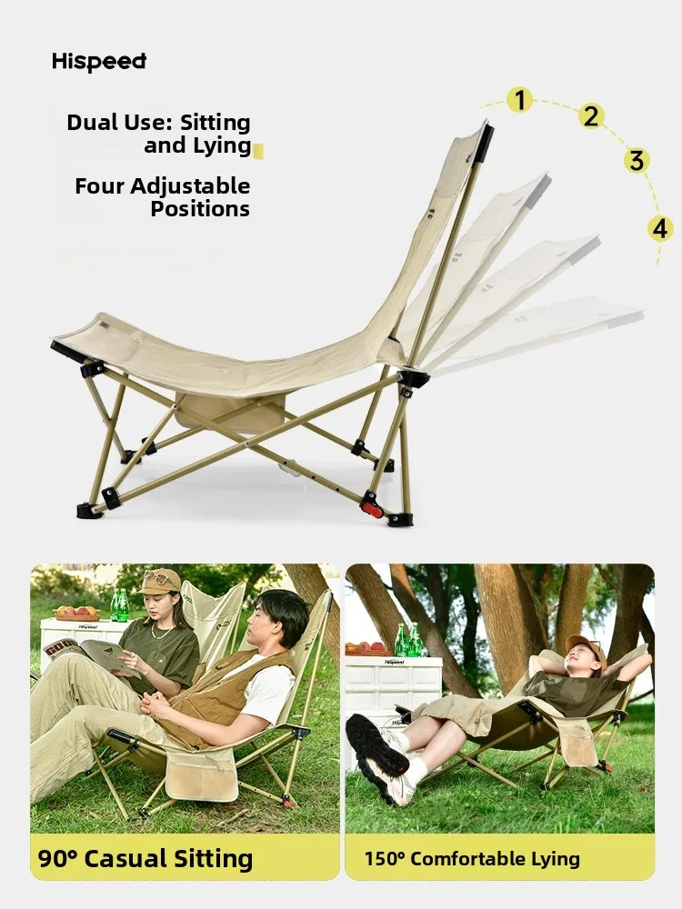 Portable Outdoor Folding Chair Cam Moon Chair Office Nap Chair Beach Chair High Barest Adjustable Multi-Function Chair