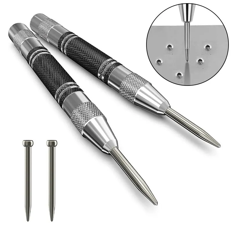 สปริงประเภท Automatic Center Punch Locator Glass Striker Window Breaker Punch Tool สําหรับการตั้งศูนย์ที่แม่นยําและการแตกกระจก
