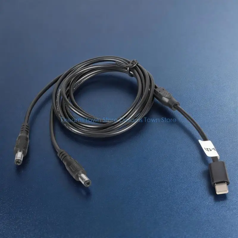 HX6A Multifunctional Type C to 5525 Power Supply Cable 12V 3A Power Splitter Cable