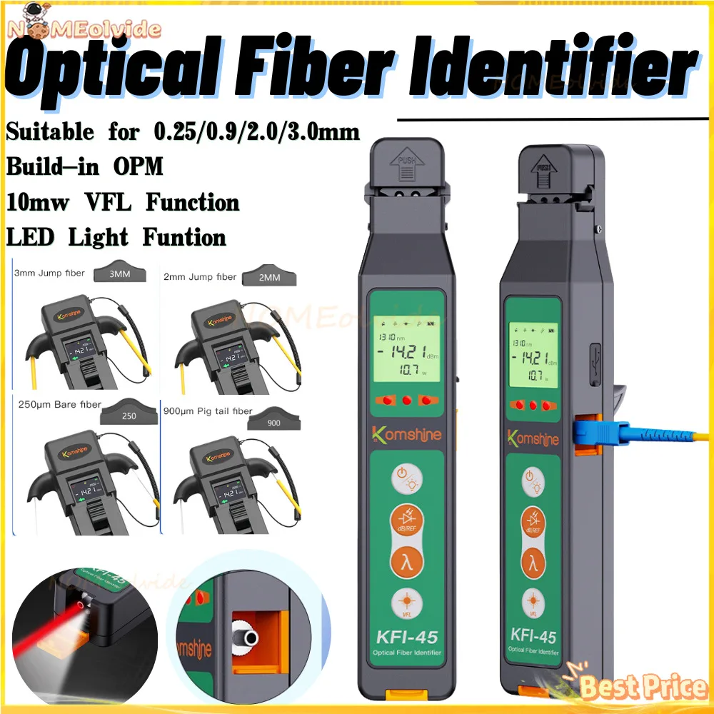 

Komshine KFI-45 With 10MW VFL Fiber Optic Trafic Identifier+ Power Meter Function + LED Light All in one Identifier Aluminium