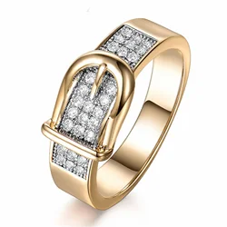 Belt Rings Creative Gold Silver Ring for Women Engagement Wedding Jewelry Shiny Full Zircon Ring