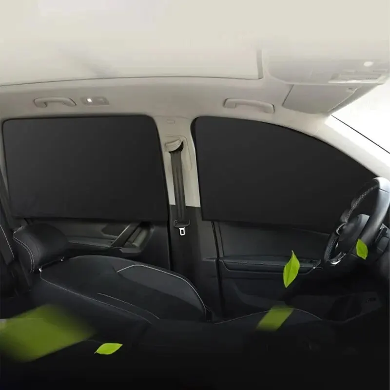 2Pcs Car Side Window Sun Shades with Magnet Privacy Curtains UV Reflection Anti-Glare Feature for Front And Back Windows