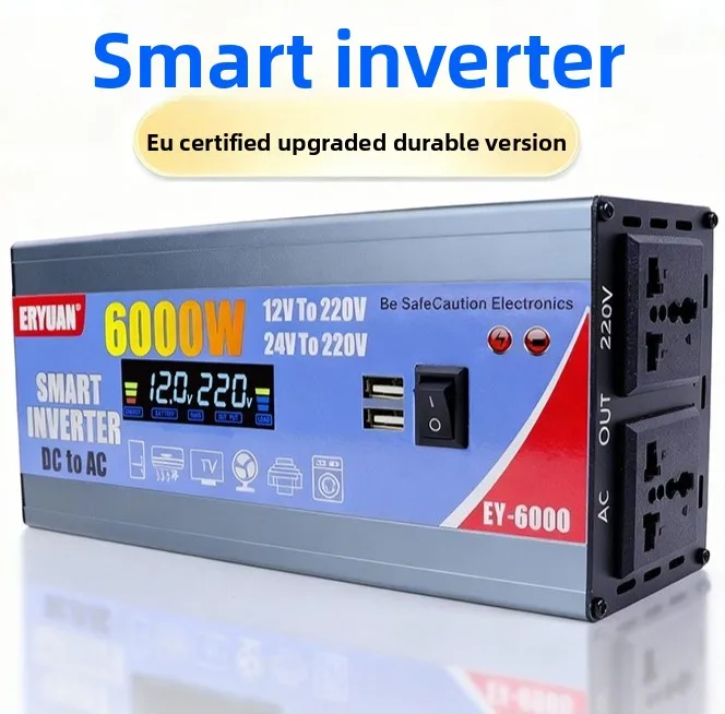 

Intelligent digital dual voltage inverter DC12V24V to 220V 6000W vehicle outdoor power supply