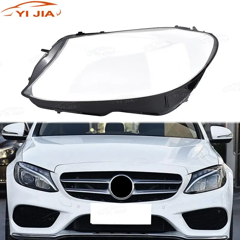 لمرسيدس بنز W205 C كلوس C280 C300 2015-2017 زوج كشافات غطاء شفاف عاكس الضوء عدسة المصباح قذيفة