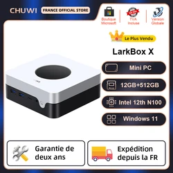 CHUWI LarkBox X Mini PC Intel 12th N100 12 GB LPDDR5 512 GB SSD Windows 11 Potrójne wyjście ekranu 4K Ultra HD WiFi 6 Bluetooth 5.2 Rozszerz pamięć do 1 TB