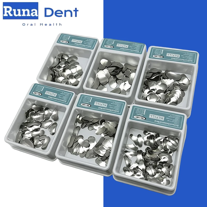 100Pcs/Box Dental Matrix Rings Kit Contoured Metal Bands Sectional Orthodontic Forming Materials