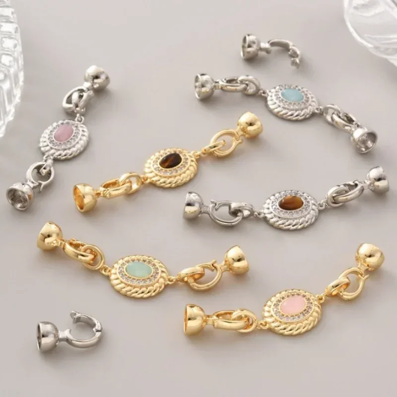 DIY Jewellery Making Connector 18K Gold Plated Natural Stone Vintage Clasp Handmade Necklace Bracelet Needlework Accessories1Pcs