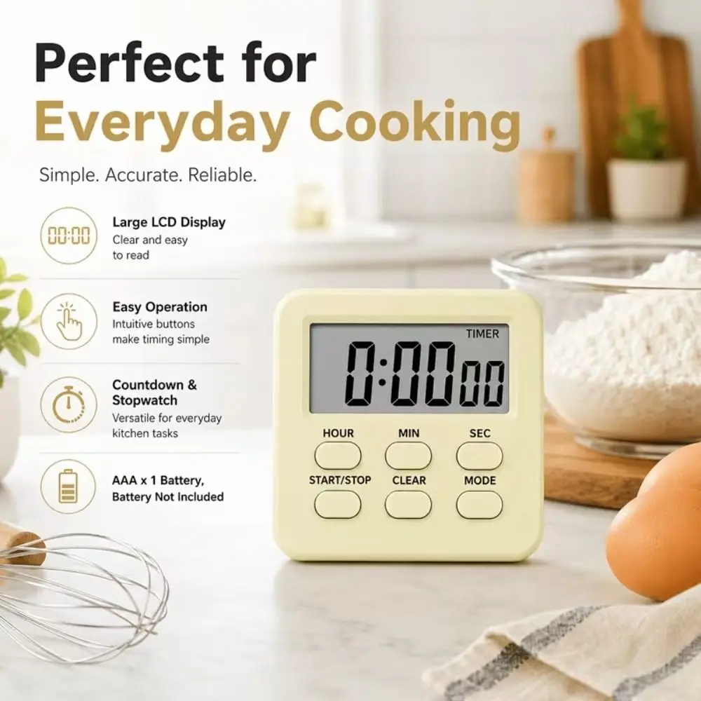 Stand Dual-Mode Digital Timer Magnetic Back Large LCD Display Kitchen Timer Durable Compact Countdown Timer Cooking