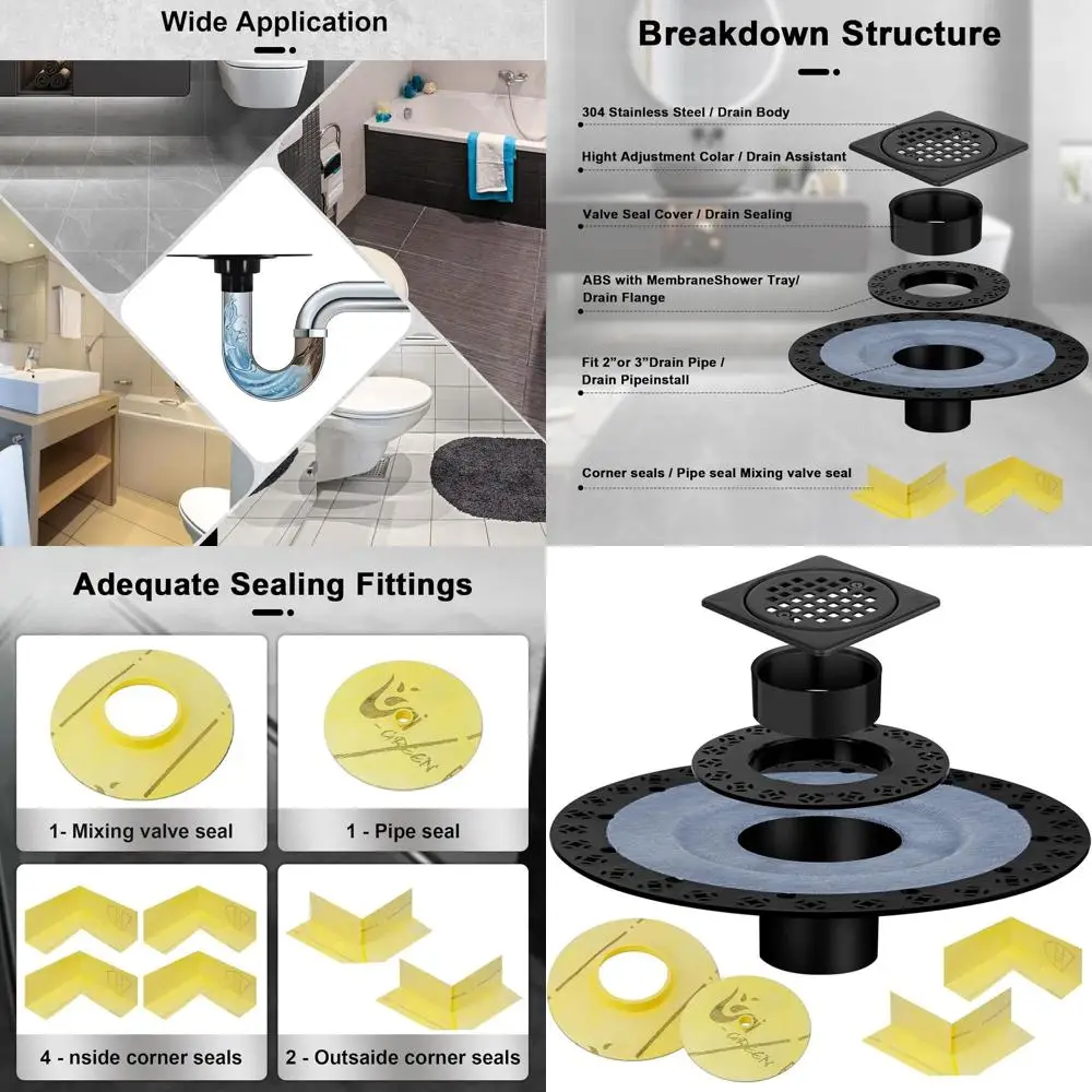 

Душевой сливной комплект из матового черного АБС-пластика (2 дюйма) с трубой из АБС, уплотнителями и сертификацией CUPC