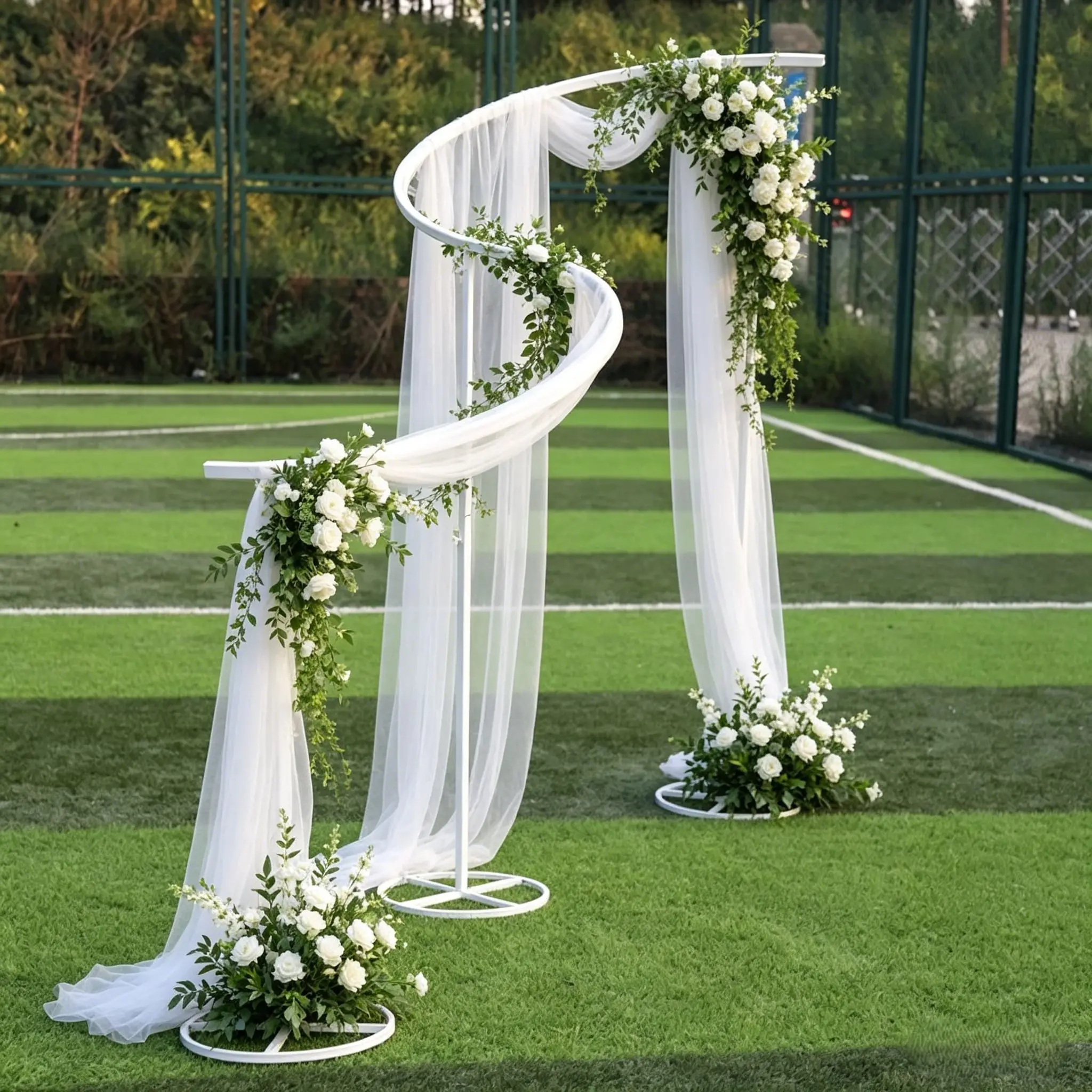 

Свадебный декор: S-образная арка из эластичной ткани из молочного шелка, 2 комплекта, железные элементы для оформления сцены на день рождения или вечеринку