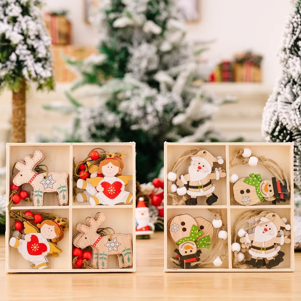 Urlaub Zuhause Navidad Geschenk Engel Alter Mann Party Dekoration Ornamente Holz Hängende Weihnachtsdekorationen Baum Anhänger