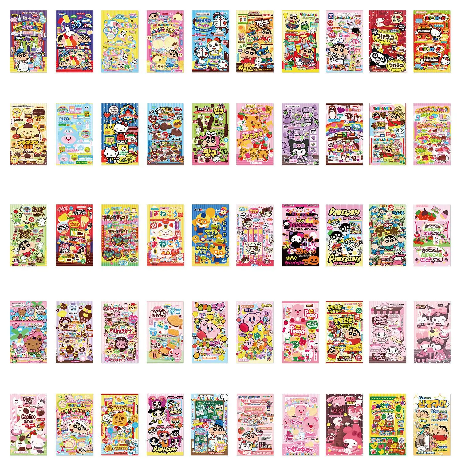 50Pcs Kawaii Cartoon Labels Sealing Stickers Aesthetic Decorative Stationery Laptop Sanrio Decals Anime Collection Sticker Gift