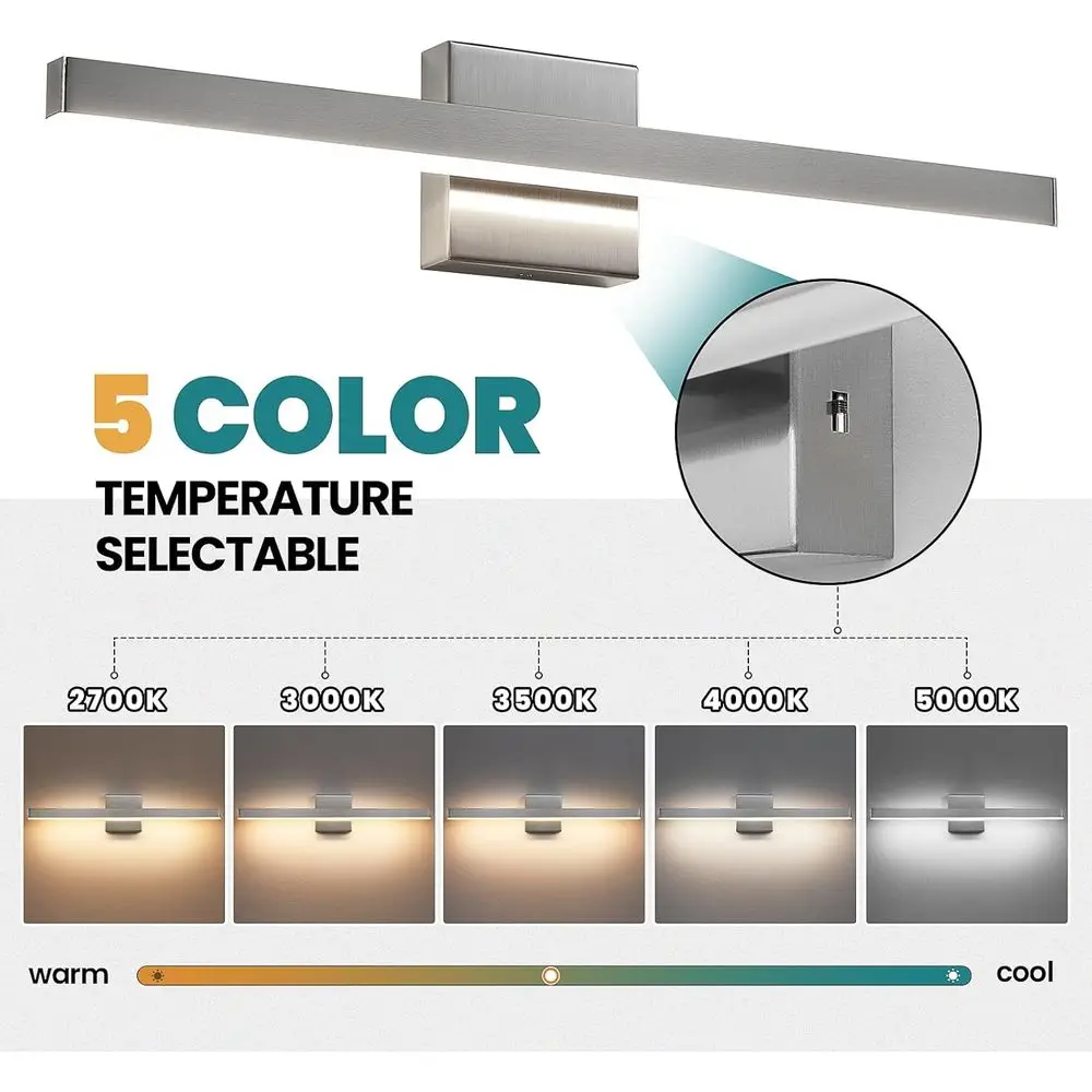 24-светодиодный светильник из матового никеля с регулируемой яркостью над зеркалом, современный барный светильник для ванной комнаты