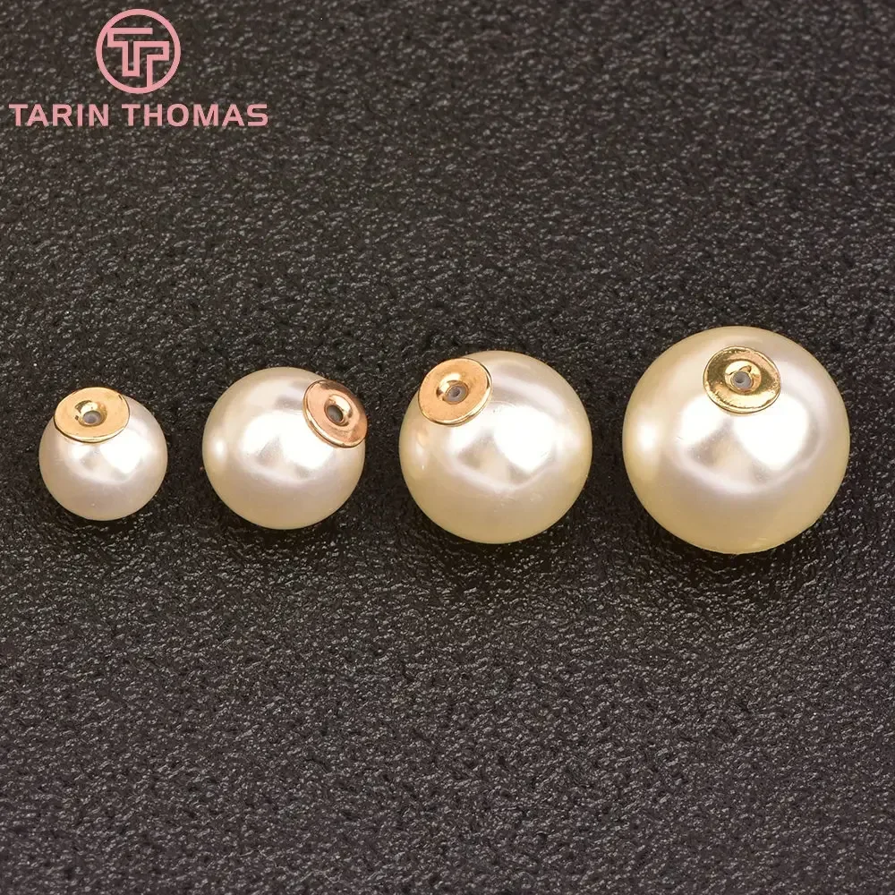 (4095)10PCS Champagne Gold Color Plated Acrylic Pearl Earring Back Stopper for Earring Jewelry Making Finding Accessories