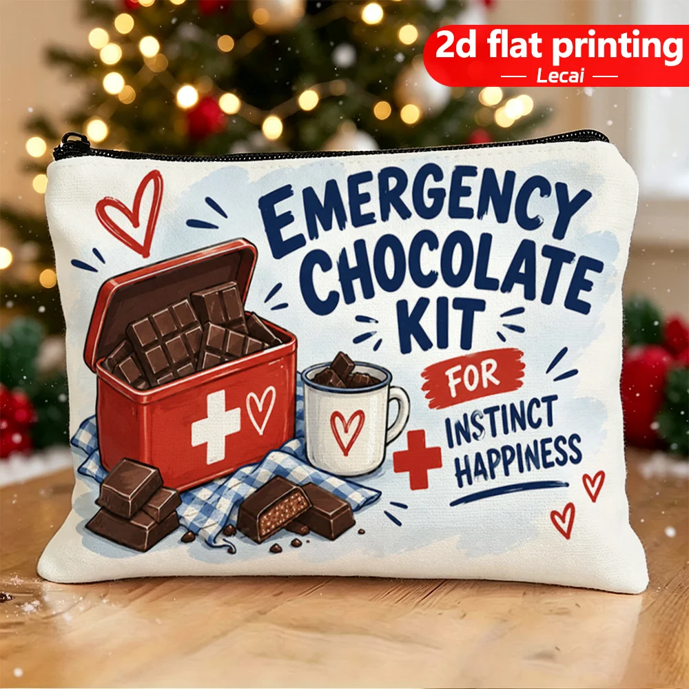 Emergency Chocolate Kit Cosmetic Bag First Aid Box Chocolate Mug Print Zipper Pouch Women Travel Storage Funny Gift