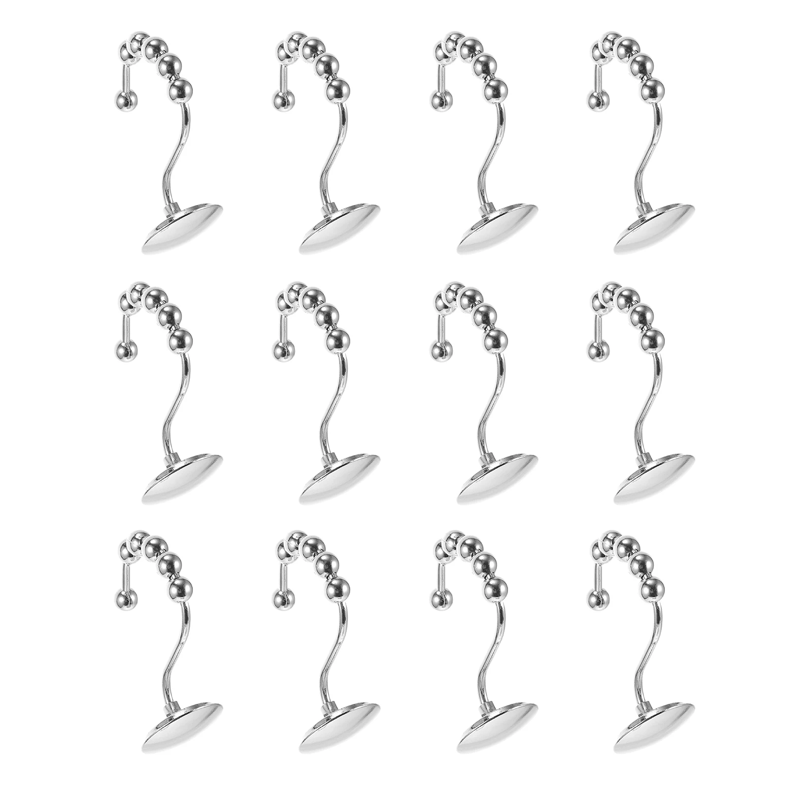 

12Pcs Bath Shower Curtain Hooks Decorative Premium Zinc Alloy Hanging Fixing Replacement for Bathroom Window Rods Smooth Roller