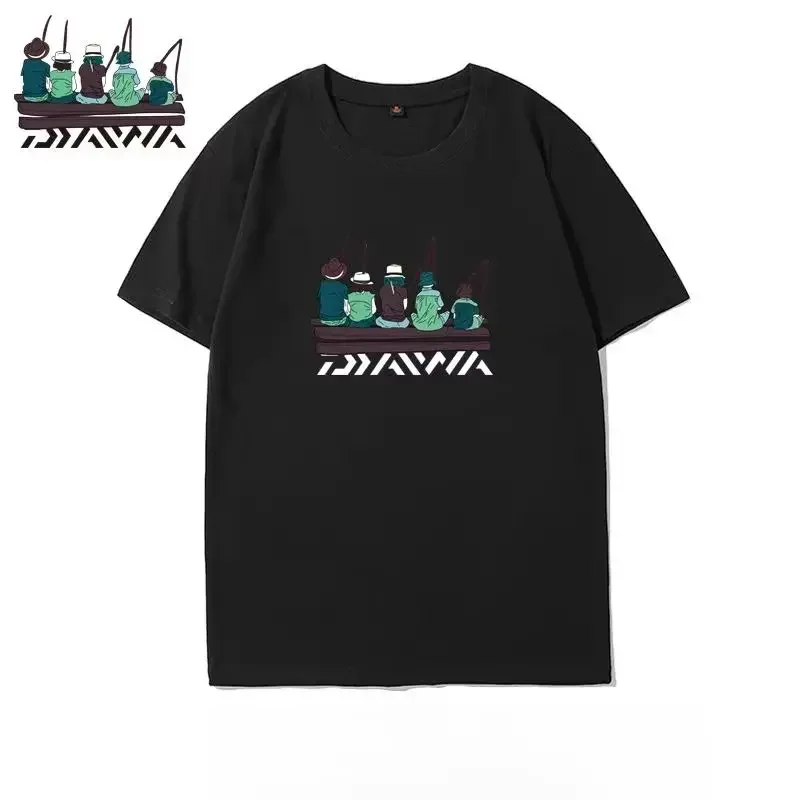 

New Sea Fishing Half-sleeved Tide Outdoor Fishing Short-sleeved T-shirt Men's Cotton Loose Fishing Friends Party Clothes