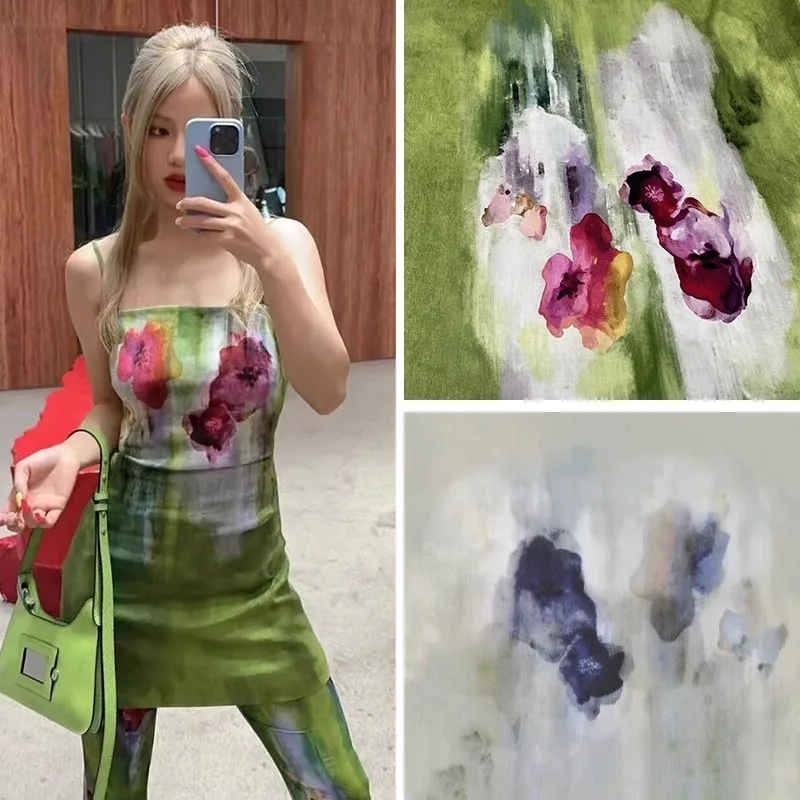 Europe And America Fashion Tie-dye Flower Printed Cotton Fabric For Women Dress Blouse Handmade DIY Cloth Sewing