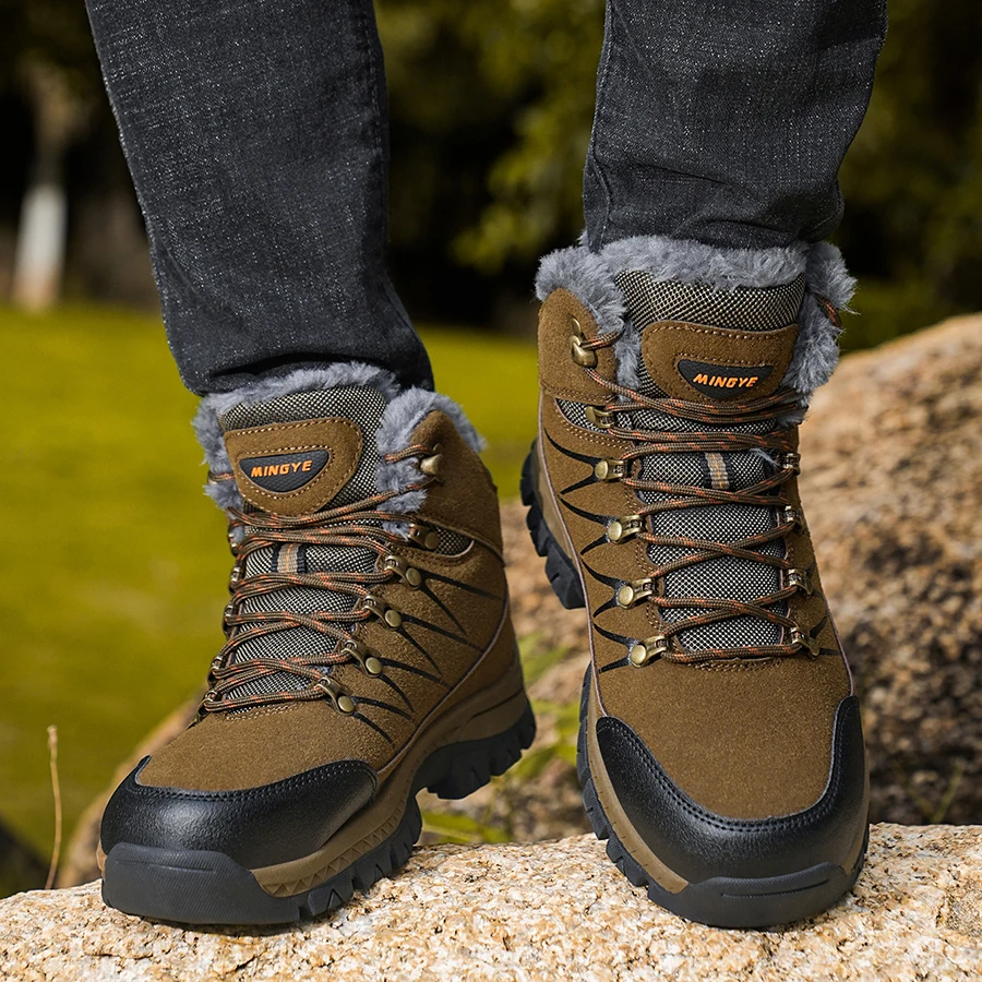 Herren-Schneestiefel, Winterschuhe, Schnürschuhe, warmhaltend, rutschfest, zum Gehen, Klettern, Wandern, Plateausohle, Outdoor-Herren-Knöchelstiefel. – Detail 13