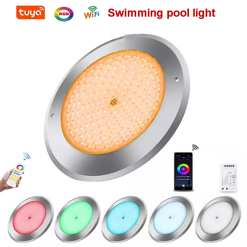 

Tuya WIFI RGB 12V LED Smart IP68 Swimming Pool Light 18W 25W 35W Mobile APP control Pool Party Decoration Fountain Lamp