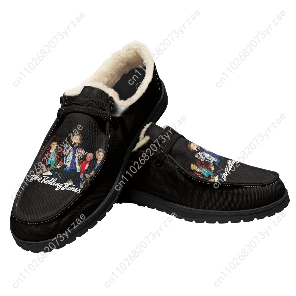 The Rolling Stones Velvet Flat Shoes Men Women Warm Casual Shoe Indoor Outdoor Light Shoe Personalized Print Custom Couple Shoes