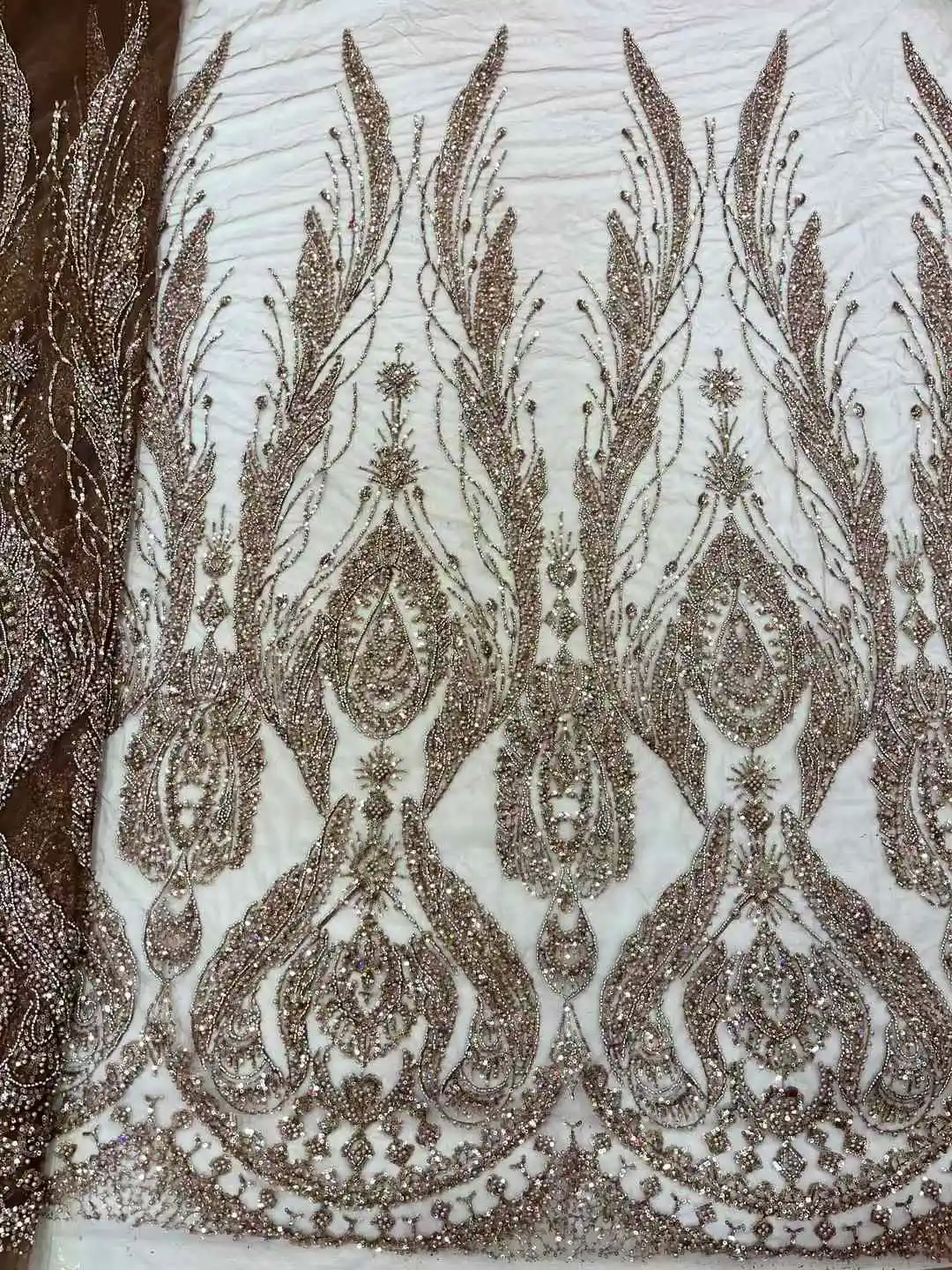 2025Latest Best Quality Delicate Soft Eligant Luxurious Beaded tube Lace Fabric For Wedding Evening Dresses U_GE1278