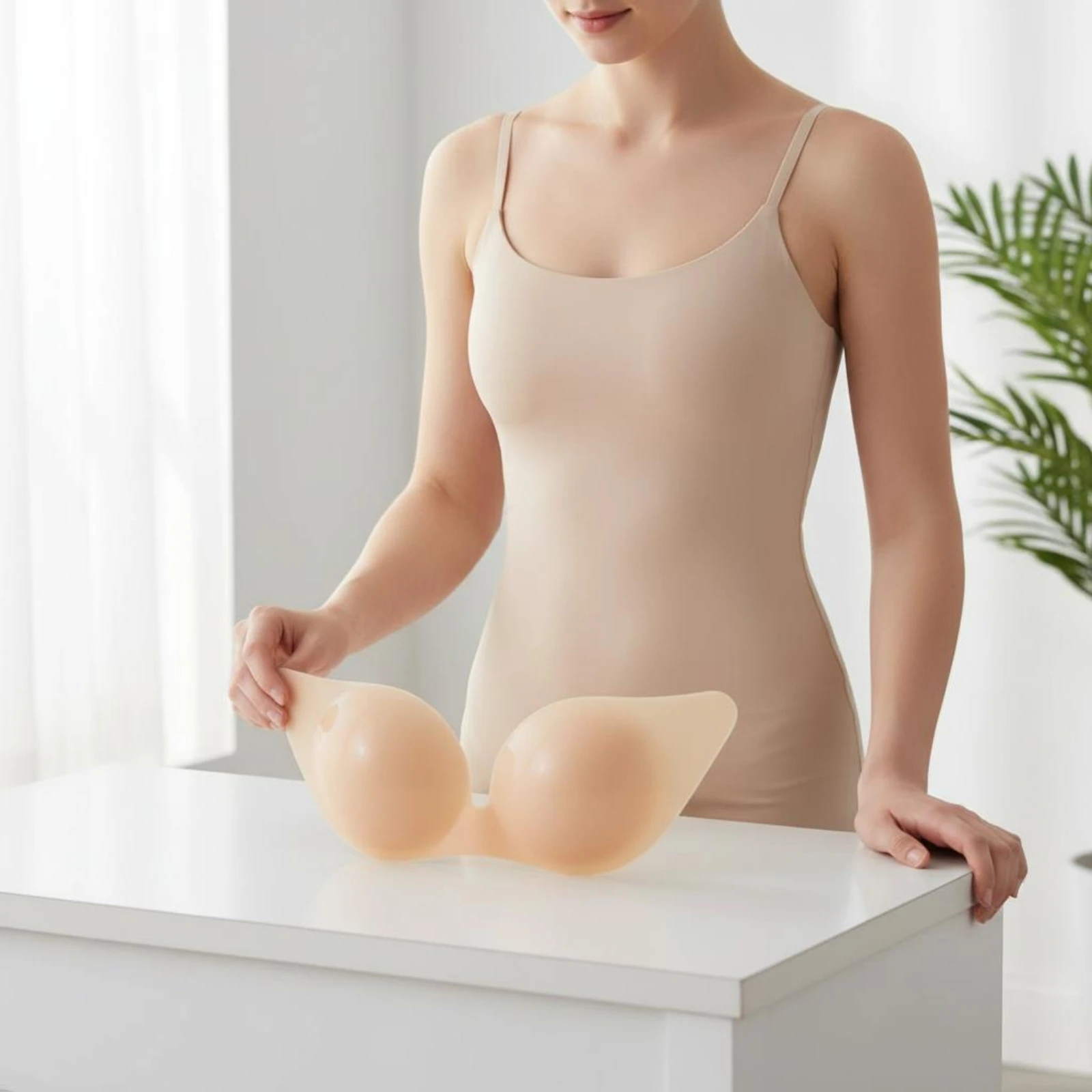 Winged Breast Pasties Silicone Self-Adhesive Pasties Strapless Breast Covers Beige Nipple Cover Seamless - view 3