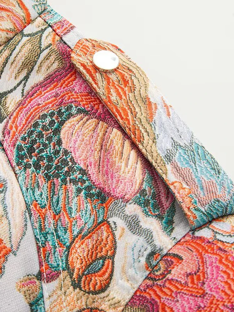 Estilo de rua outono e inverno novo feminino casual versátil gola alta manga longa pavão impressão zíper jaqueta casaco curto