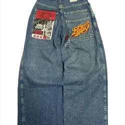 JNCO-Jeans retrô masculino, harajuku, hip-hop, bordado carta, calças jeans soltas, góticas, cintura alta, calças largas, Y2K, novo