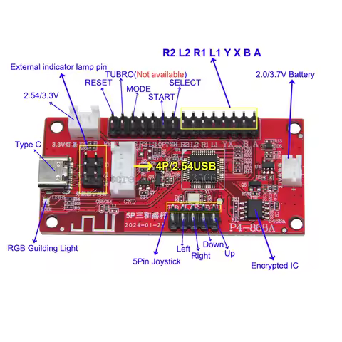Wireless Bluetooth USB Arcade Zero Delay Joystick Encoder PCB Board PS3 PS4 Android IOS in 1 Game Controller Arcade Game Diy Set