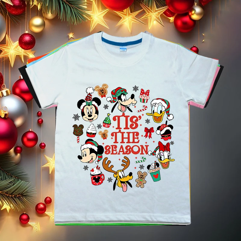 

Mickey Mouse and Friends Til The Season Merry Christmas kids cotton T-shirt casual short sleeve holiday gift