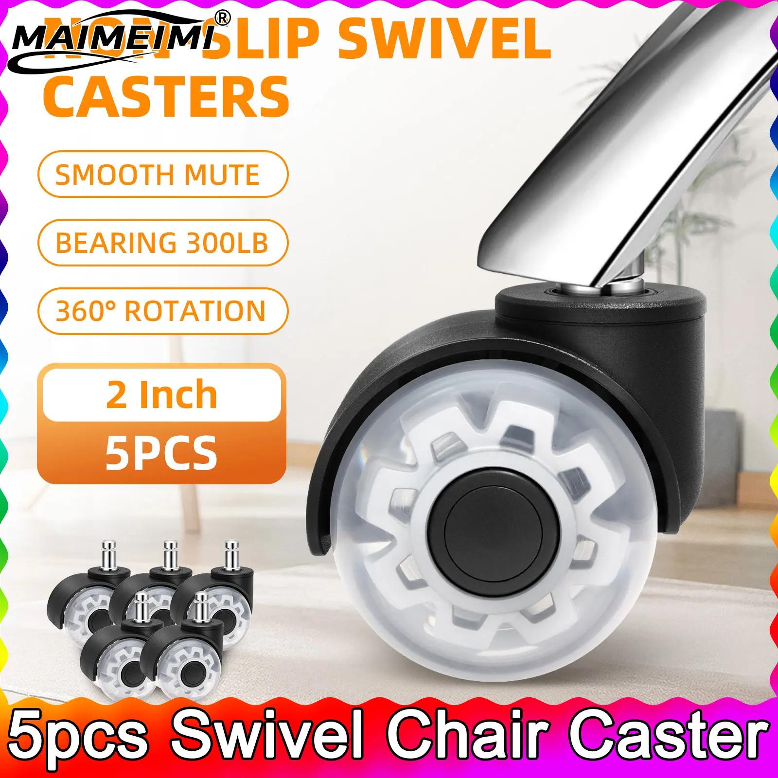 Ruedas silenciosas para silla de oficina, ruedas giratorias suaves y seguras, herrajes para muebles, ruedas para escritorio y oficina, 5 uds.