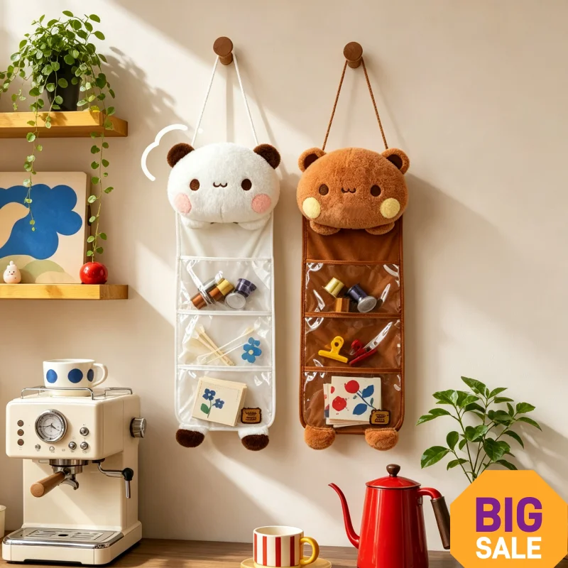 Yier And Bubu Wall Mounted Storage Bag Large Capacity Multi Functional Plush Organizer For Behind Door Dormitory Room Decor
