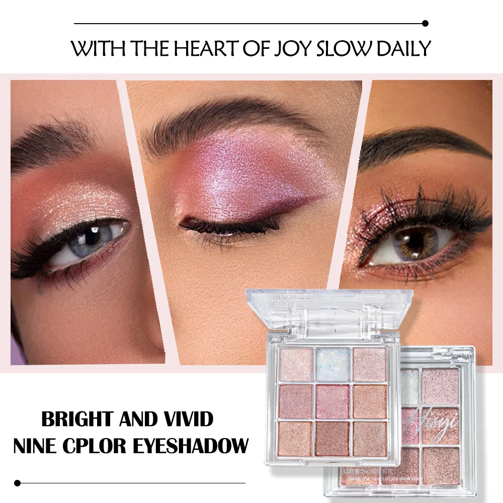 Błyszcząca i matowa paleta cieni do powiek z 9 kolorami zapewniająca długotrwały makijaż, połyskujące cienie do makijażu na co dzień i na imprezy.
