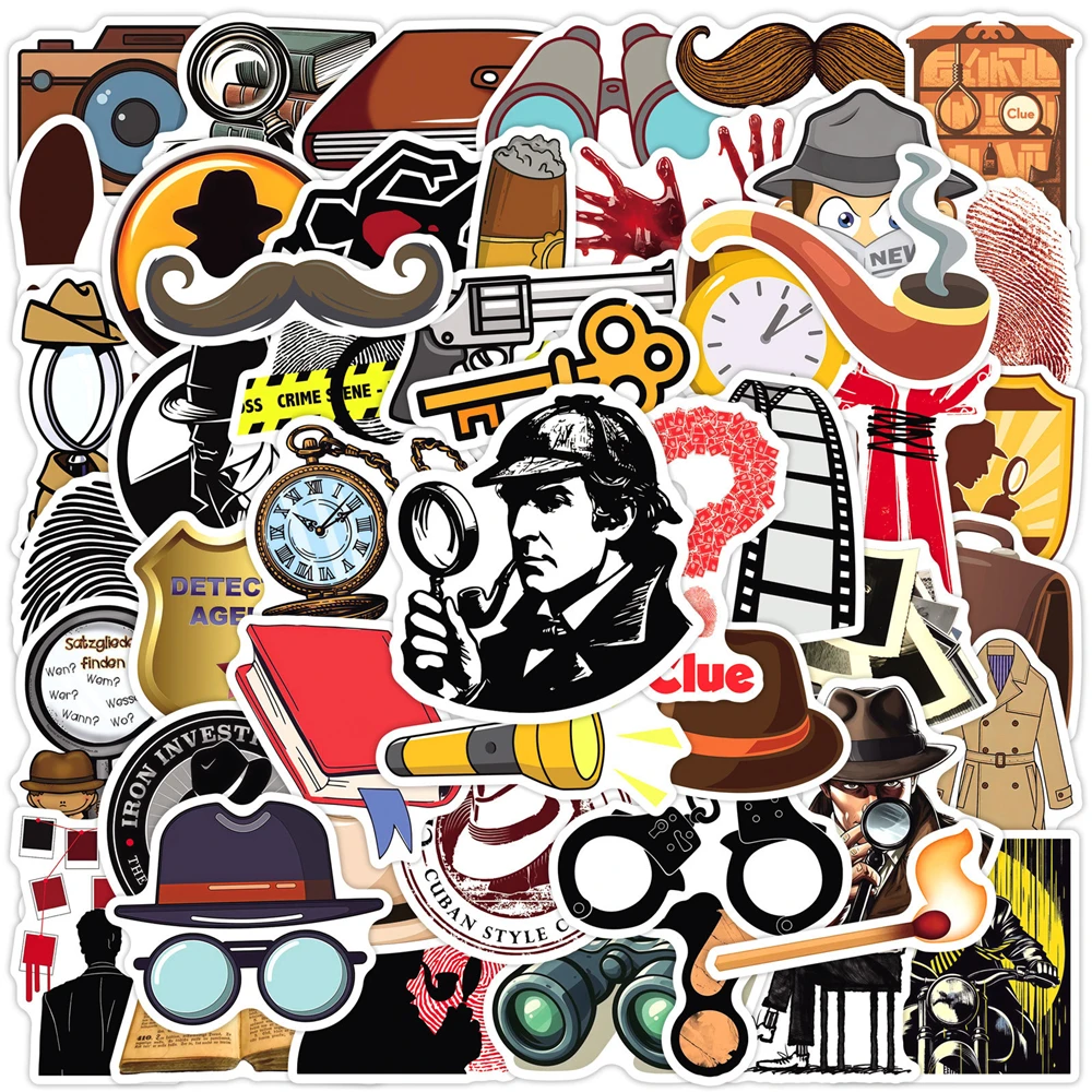 50/100 Pcs Cartoon Detective Character Theme Stickers DIY for Phone Case Suitcase Diary Stationery Box Removable Decals