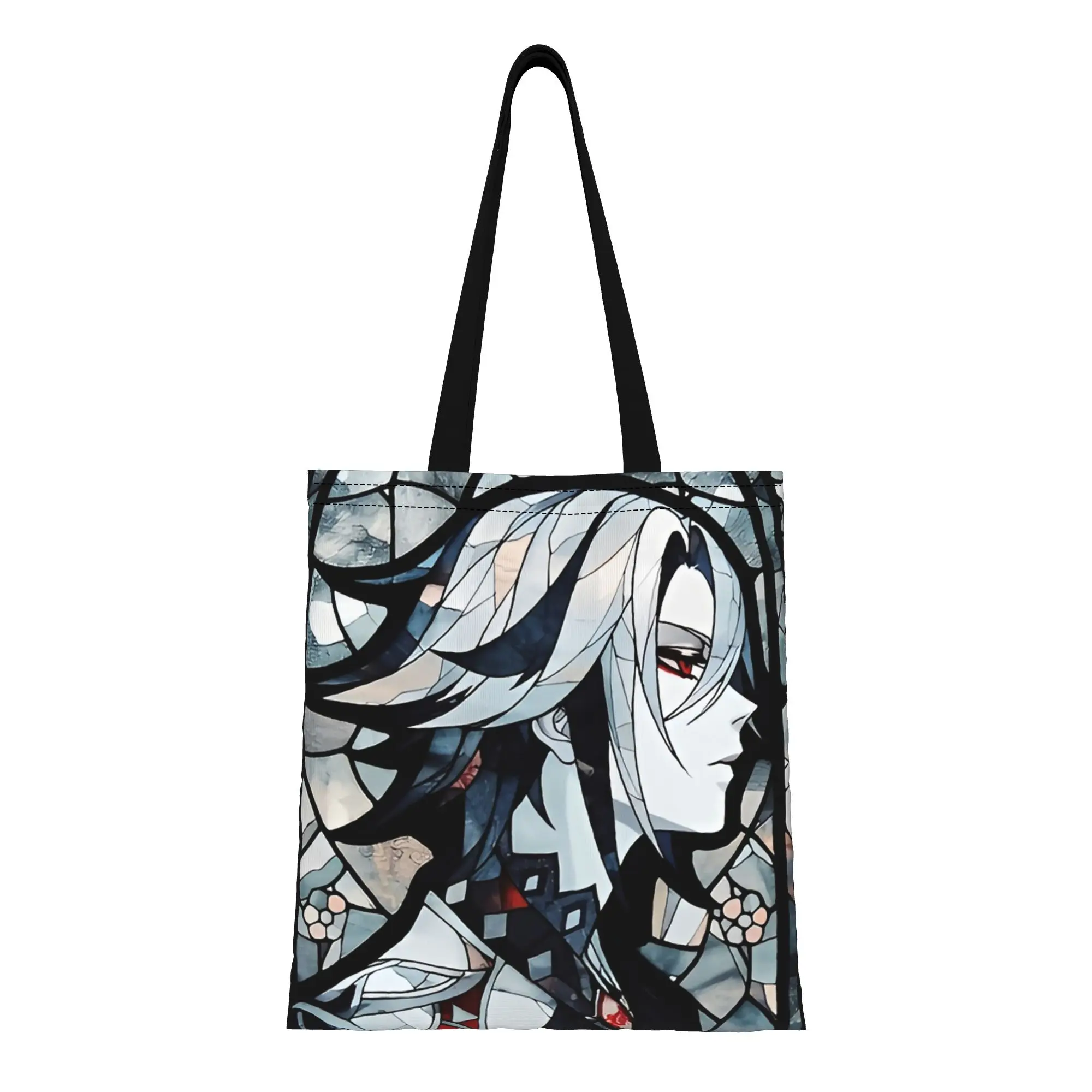 

Сумка-тоут из холщовой ткани с двусторонним принтом в стиле витражей Арлеккино, многоразовая, на плечо, ручная сумка