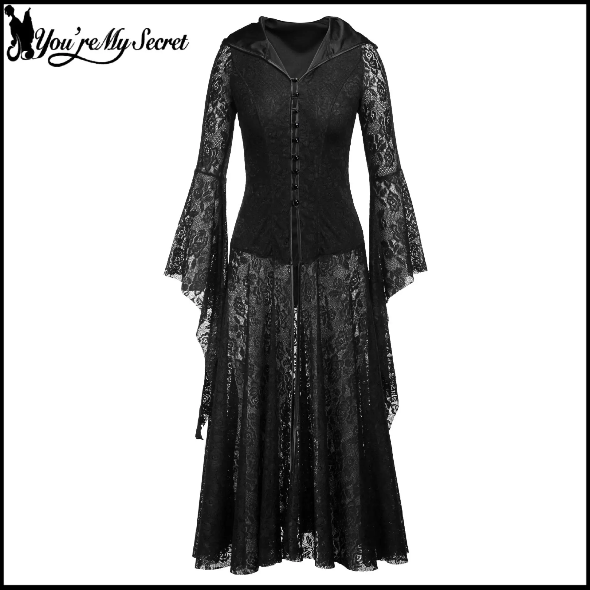 Винтажное готическое кружевное платье для женщин, белое платье-роба с длинными рукавами, платье ведьмы в стиле панк, уличная одежда, средневековое женское платье на весну-лето