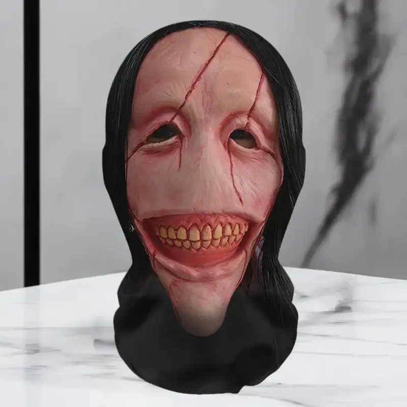 3D Printed Halloween Ghost Face Mask, Stretchable Mesh Full Face Creatures Headpiece Cosplay Party Props