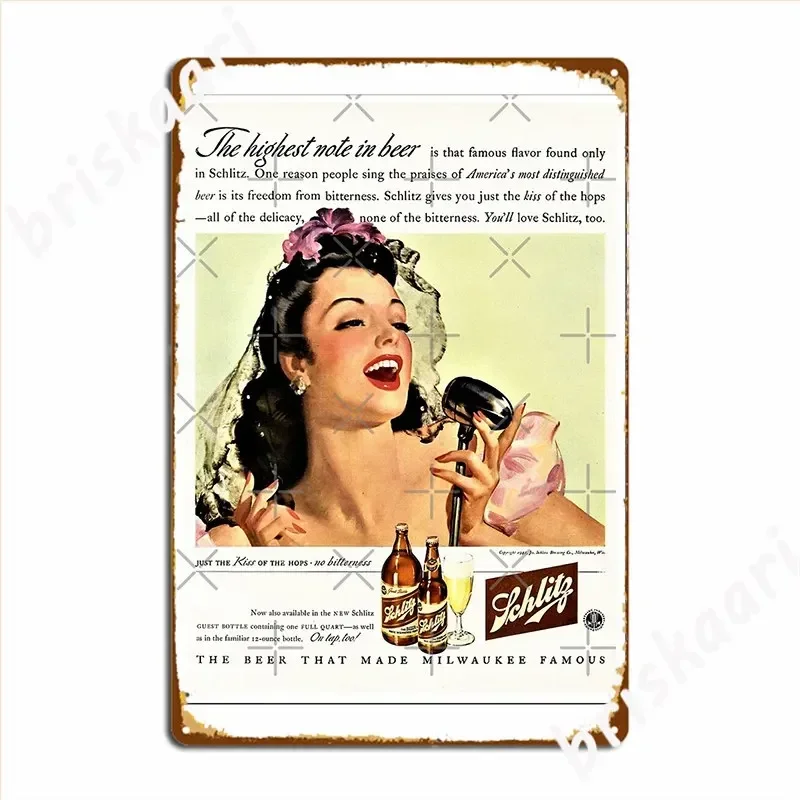 Retro Alcohol Ads The Highest Note In Beer With Pin Up Girl Poster Metal Plaque Funny Wall Pub Plates Tin Sign Poster