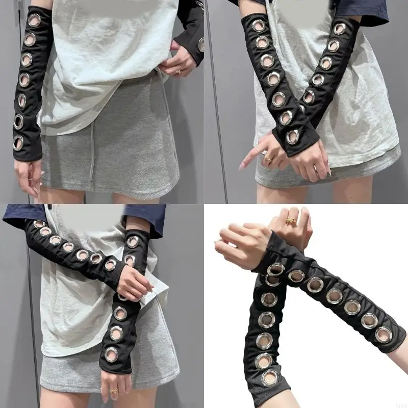 Maniche a braccio punk trasparenti design elastico bracciale senza maniche maniche per polsini per il festival musicale e da