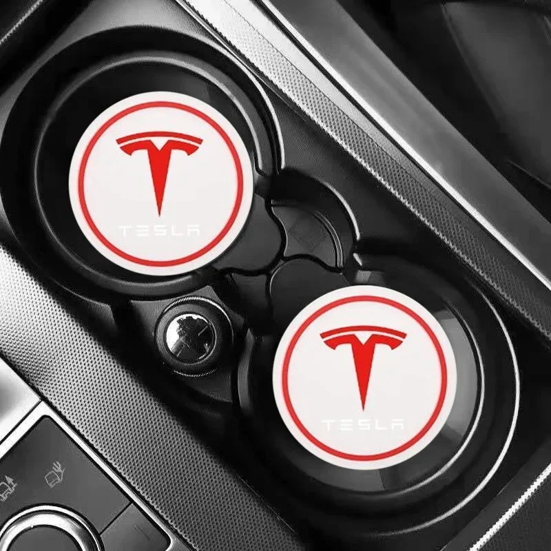 

2pcs PVC Non-slip Car Water Cup Pad Interior for Tesla Model S X 3 Y Roadster Cybertruck P75D P85D P90D P100D Accessories