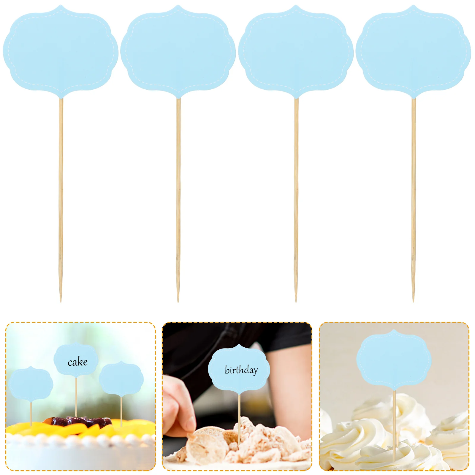 

24Pcs Simple Design Writable Food Tags Blank Toothpick Flags Appetizer Signs Cupcake Toppers Party Cupcake Picks