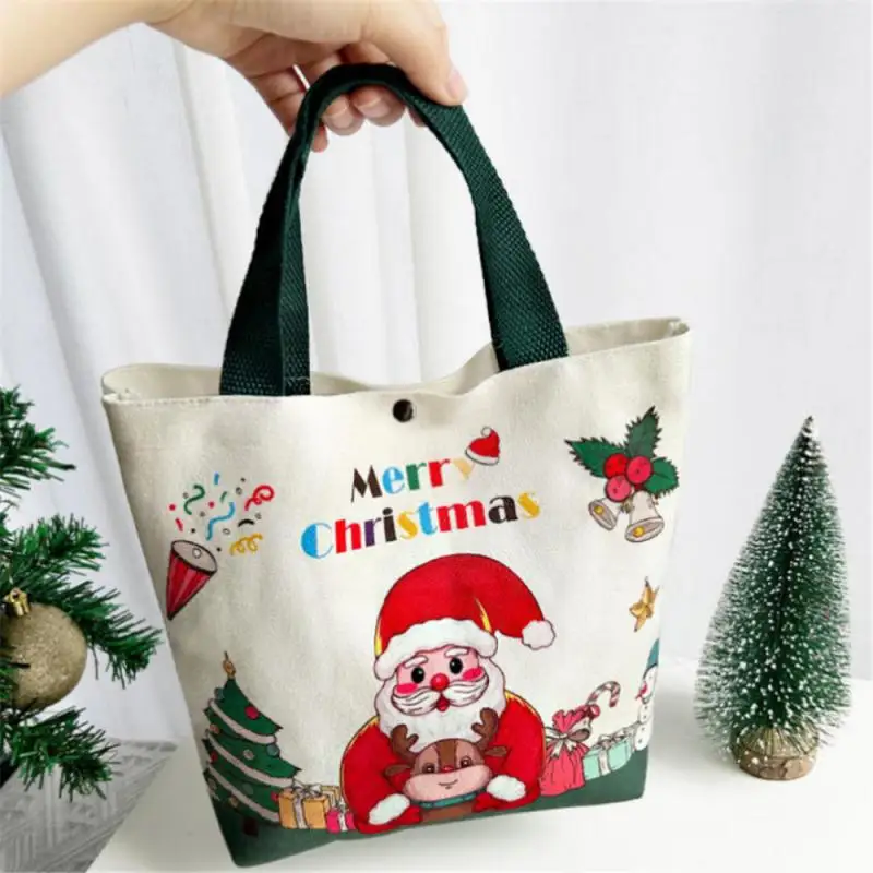 Christmas Gift Bag Cartoon Santa Claus Elk Xmas Tree Handheld Canvas Bag Merry Christmas Decor Navidad Happy New Year 2025