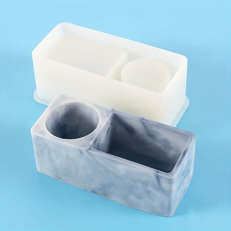 

Crystal Epoxy Resin Mold for Round Square Pen Holders and Plant Pots | DIY Storage Organizer Craft