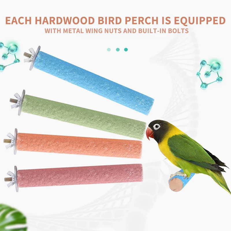 SEWS-7 Pcs Grip Bird Cages Perch For Conures Parakeets Lovebirds Cockatiels, Good For Keep Nails And Beaks In Top Condition