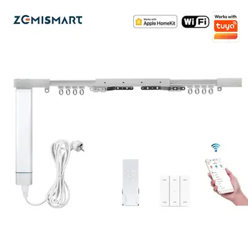 Zemismart Homekit WiFi Smart Electric Curtain Motor with Curtain Rail Track Wall Works with Tuya Alexa Google Home Control