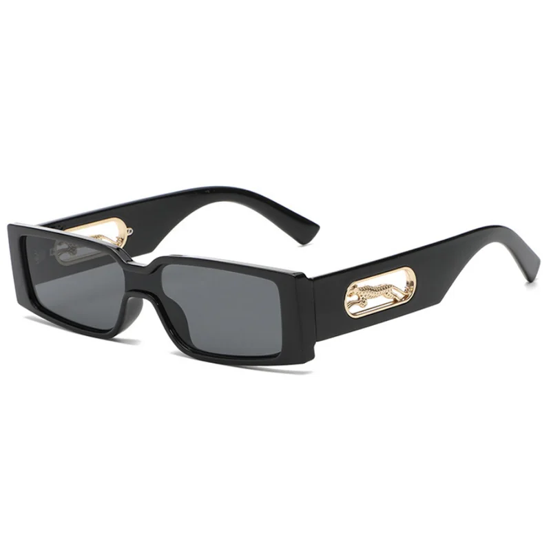Lunettes de soleil rectangulaires de marque de luxe pour femmes et hommes, carrées léopard, Punk, nuances UV400