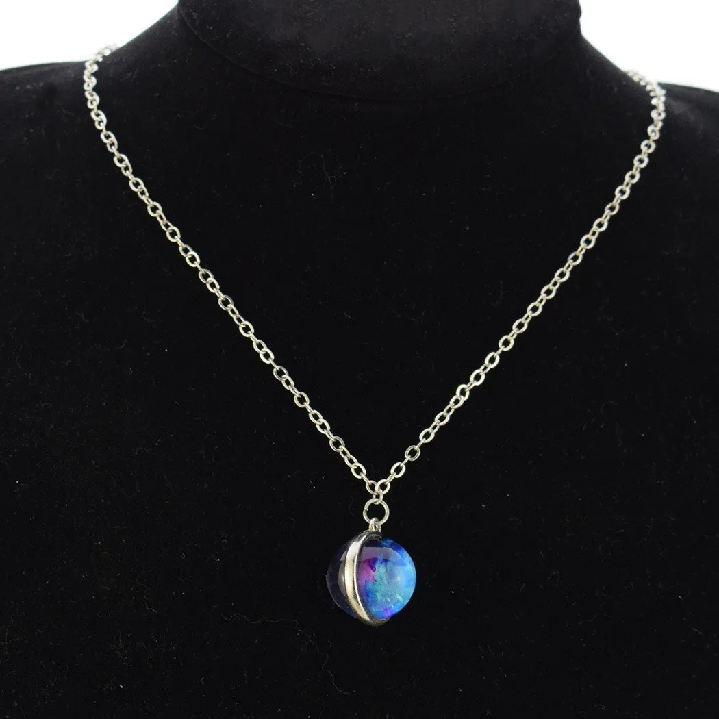 Solar System Necklace Moon Mars Earth Jupiter Planet Picture Glass Ball Necklace Galaxy Planet Jewelry for Women Dropshipping