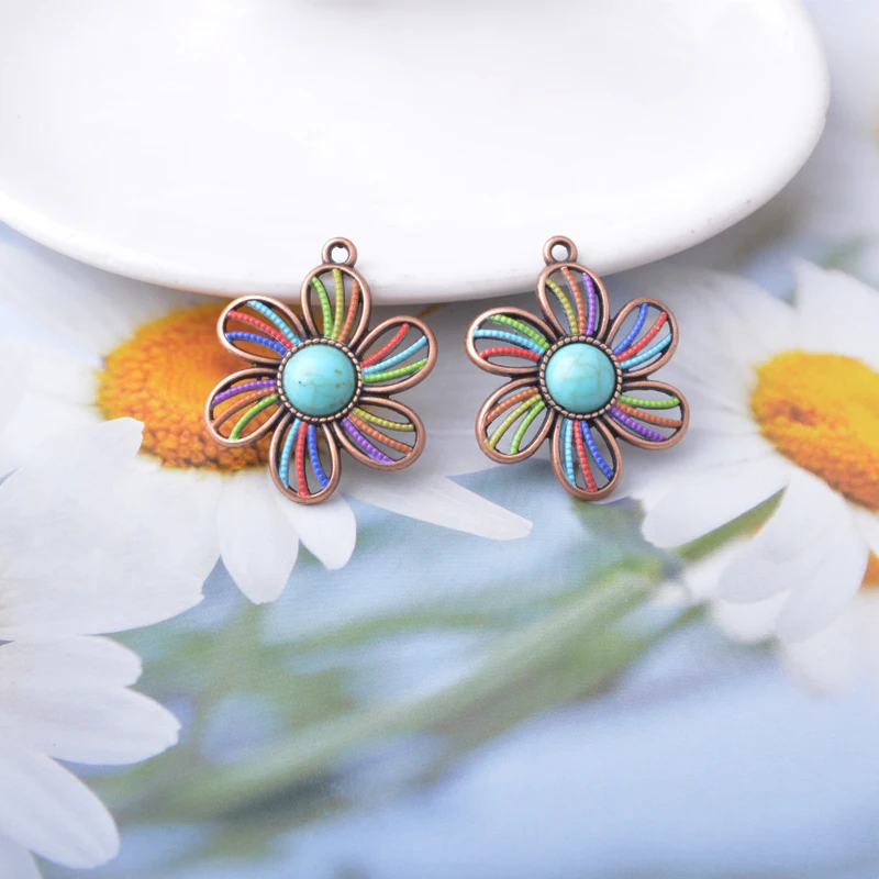 12 Stück/Set Ethno Frühling-Sommer-Stil Libellen-Schmetterling bemalte Anhänger Schmuckherstellung Geometrischer Boho-Anhänger DIY Damenohrringe – Detail 11