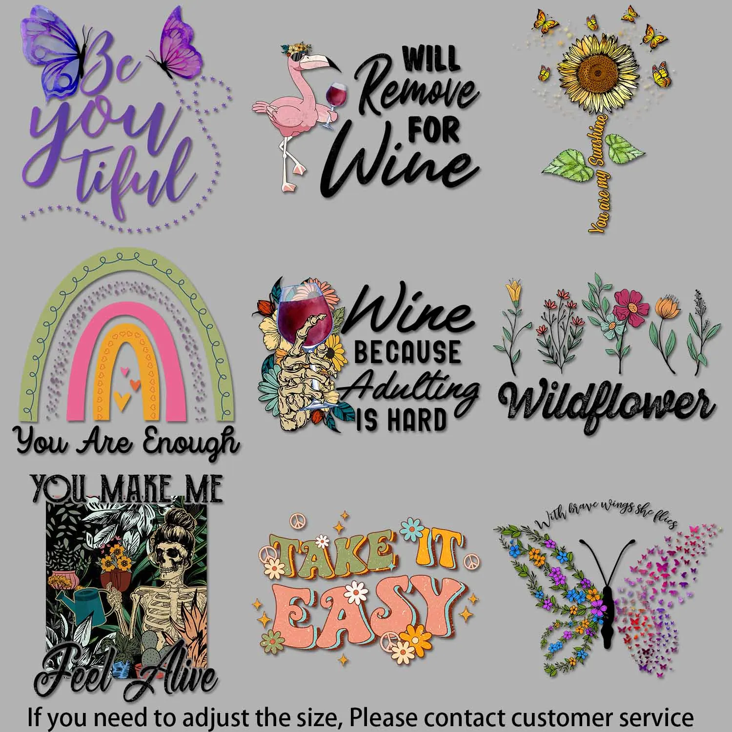 Thermal patches clothing Flamingo Wine Design Desert Butterfly Image Strong color fastness Wash - resistant Decals DIY Craft